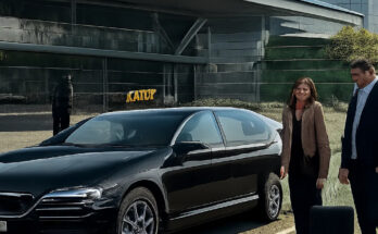 Illustration moderne d’un taxi premium à Massy pour les transferts vers Orly et la gare TGV. L’image évoque un trajet simple, confortable et fiable pour les voyageurs avec bagages.